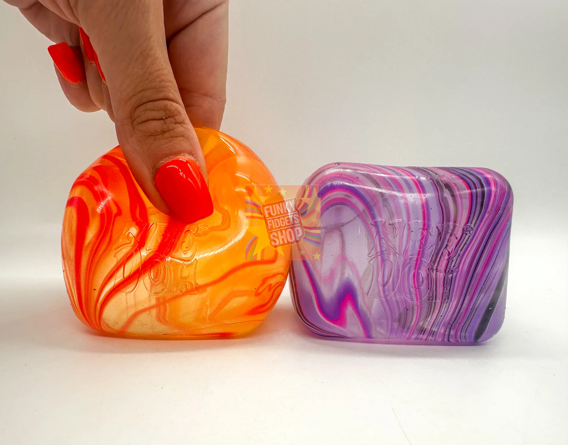 NeeDoh Nice Cube Swirl multi-color stress ball with swirled pattern sensory fidget toy
